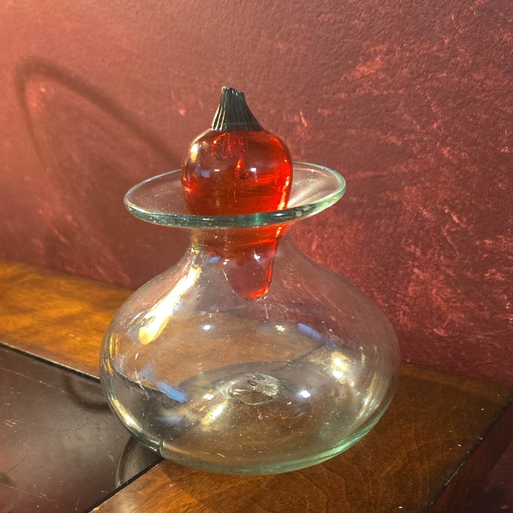Vintage Red Chile Pepper Oil Vinegar Glass Container